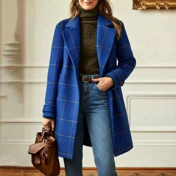 Cambridge – Elegant Wool Check Coat for Women