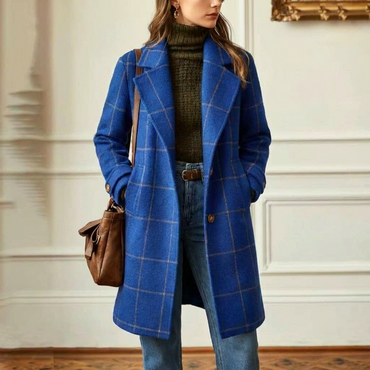 Cambridge – Elegant Wool Check Coat for Women