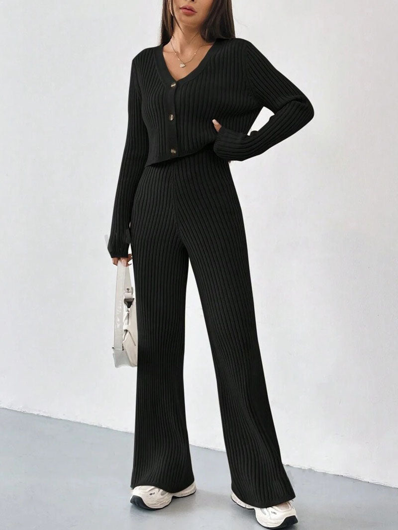 Relaxed Straight-Leg Pants Set