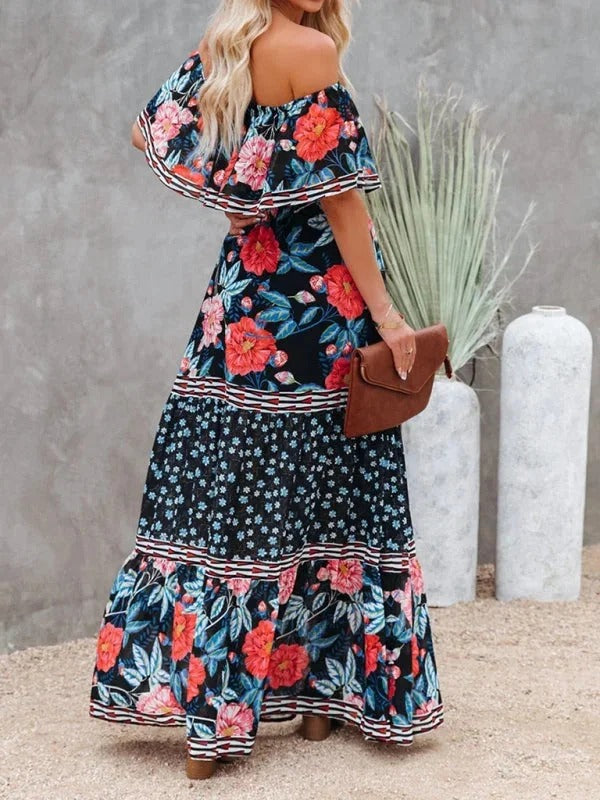 MEXI | Women's Off Shoulder Mexican Style Summer Dress | Maxi