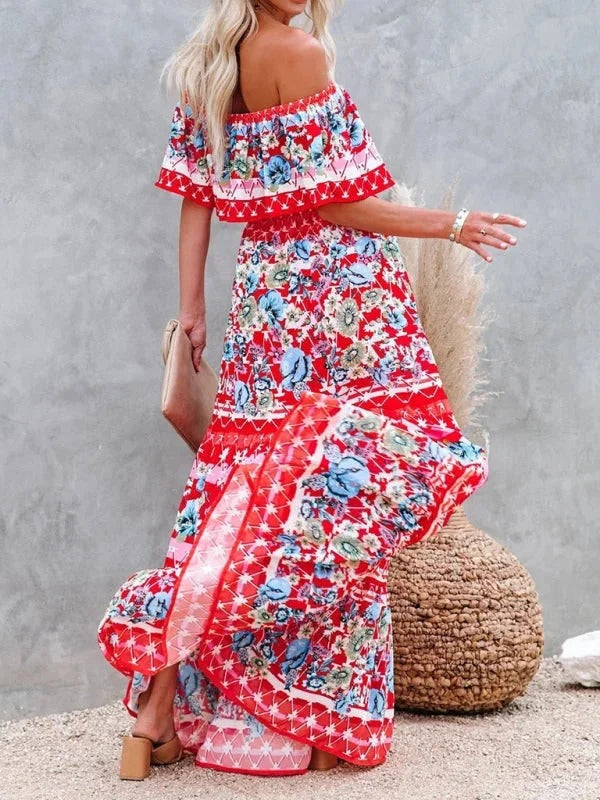 MEXI | Women's Off Shoulder Mexican Style Summer Dress | Maxi