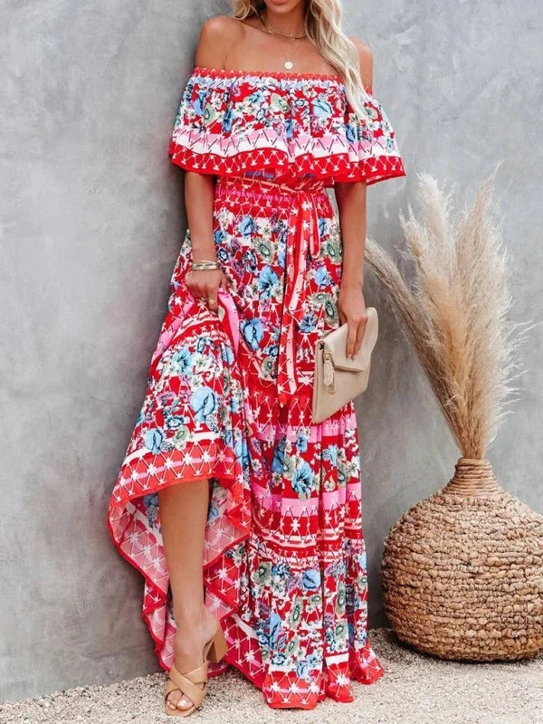 MEXI | Women's Off Shoulder Mexican Style Summer Dress | Maxi