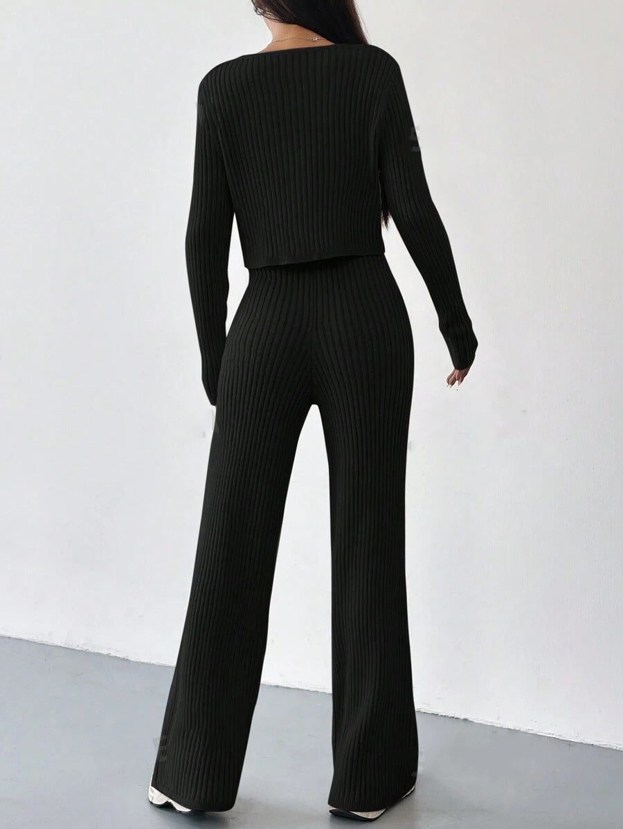 Relaxed Straight-Leg Pants Set