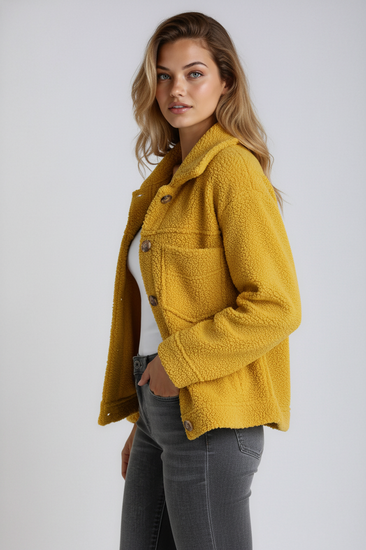 Vespera | Soft Button-Front Teddy Jacket