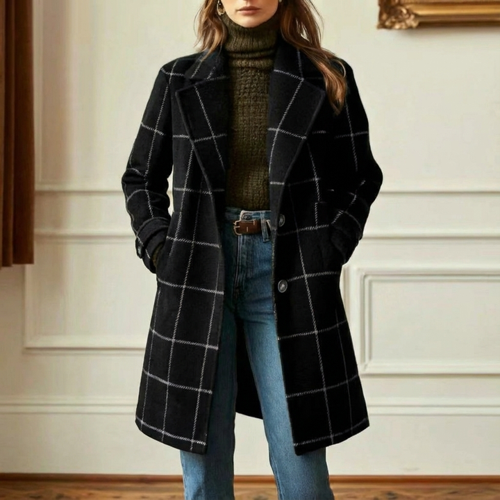 Cambridge – Elegant Wool Check Coat for Women