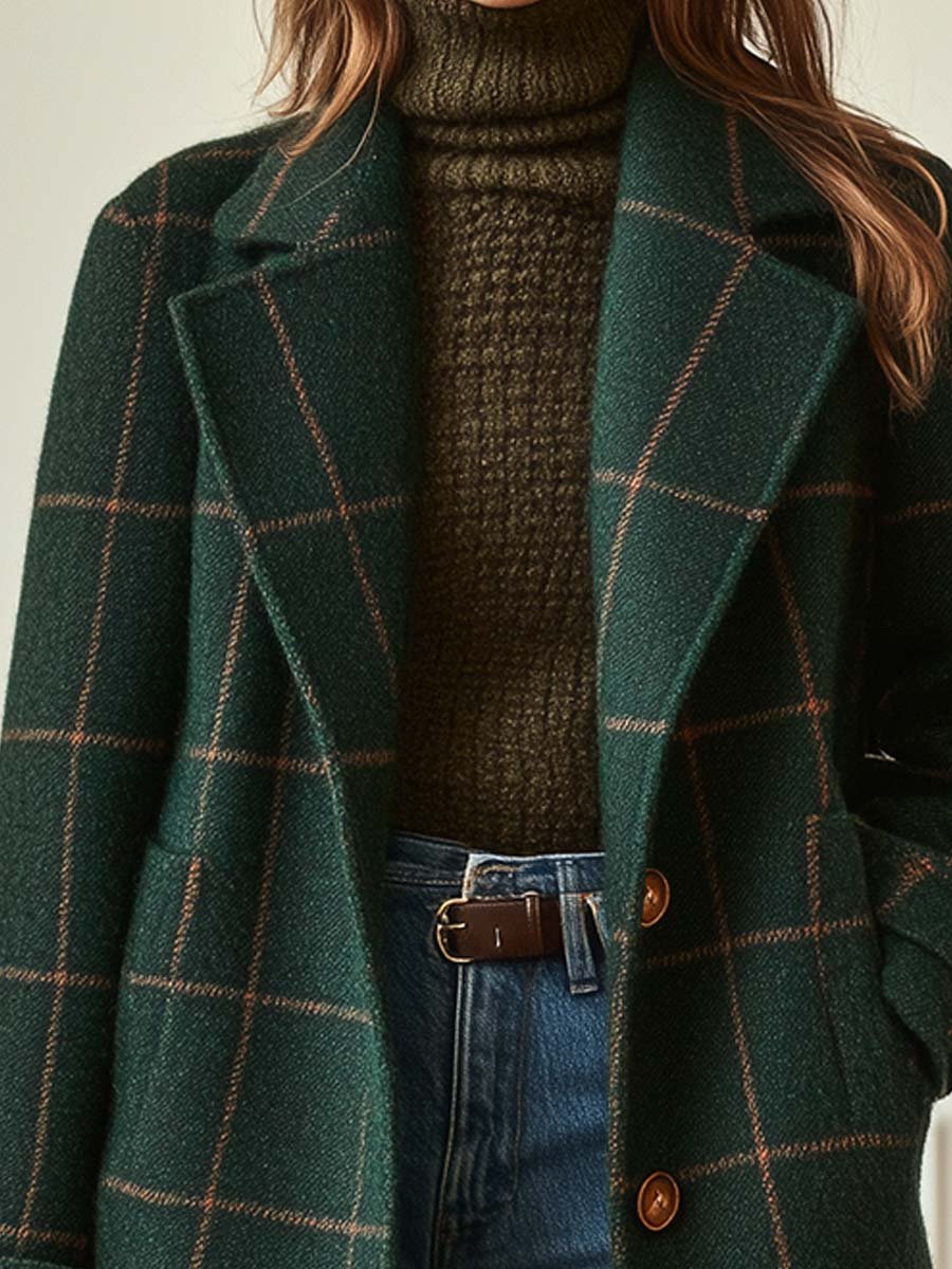 Cambridge – Elegant Wool Check Coat for Women
